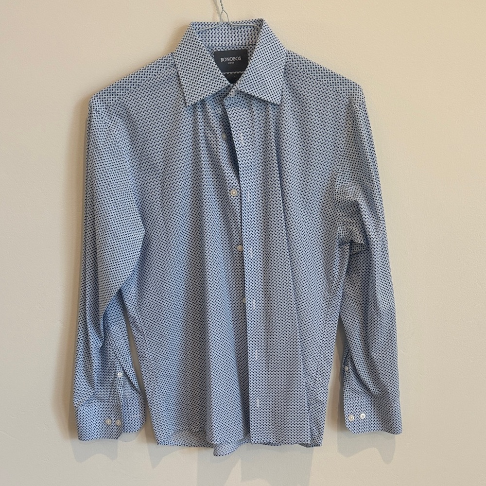 Bonobos Blue Patterned Dress Shirt